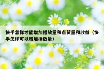 快手怎样才能增加播放量和点赞量和收益（快手怎样可以增加播放量）