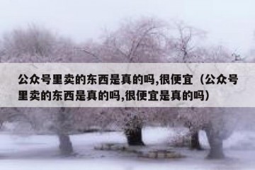 公众号里卖的东西是真的吗,很便宜（公众号里卖的东西是真的吗,很便宜是真的吗）