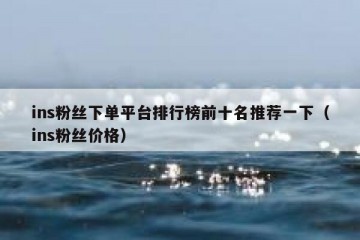 ins粉丝下单平台排行榜前十名推荐一下（ins粉丝价格）