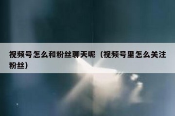 视频号怎么和粉丝聊天呢（视频号里怎么关注粉丝）