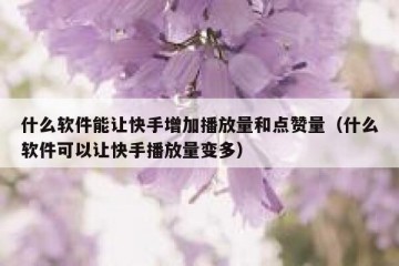 什么软件能让快手增加播放量和点赞量（什么软件可以让快手播放量变多）