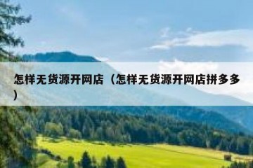 怎样无货源开网店（怎样无货源开网店拼多多）