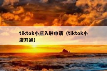 tiktok小店入驻申请（tiktok小店开通）