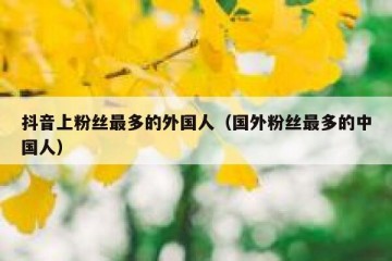 抖音上粉丝最多的外国人（国外粉丝最多的中国人）