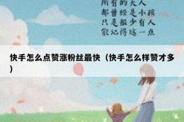 快手怎么点赞涨粉丝最快（快手怎么样赞才多）