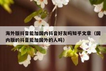 海外版抖音能加国内抖音好友吗知乎文章（国内版的抖音能加国外的人吗）