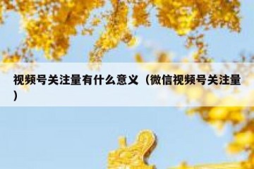 视频号关注量有什么意义（微信视频号关注量）