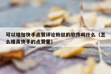 可以增加快手点赞评论粉丝的软件叫什么（怎么提高快手的点赞量）