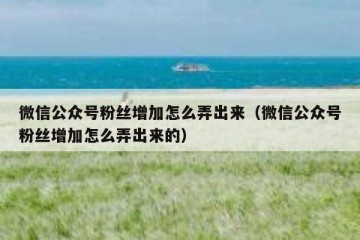 微信公众号粉丝增加怎么弄出来（微信公众号粉丝增加怎么弄出来的）
