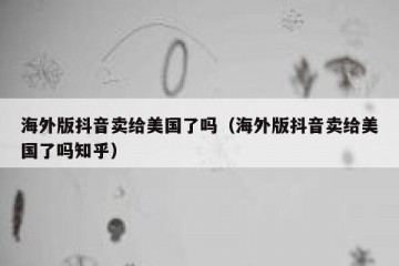 海外版抖音卖给美国了吗（海外版抖音卖给美国了吗知乎）