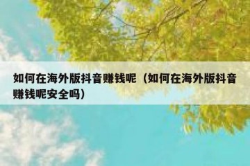 如何在海外版抖音赚钱呢（如何在海外版抖音赚钱呢安全吗）