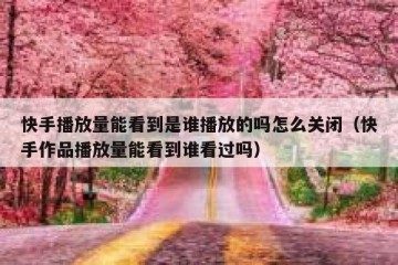 快手播放量能看到是谁播放的吗怎么关闭（快手作品播放量能看到谁看过吗）