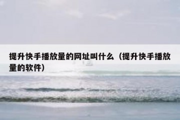提升快手播放量的网址叫什么（提升快手播放量的软件）