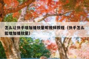 怎么让快手增加播放量呢视频教程（快手怎么能增加播放量）
