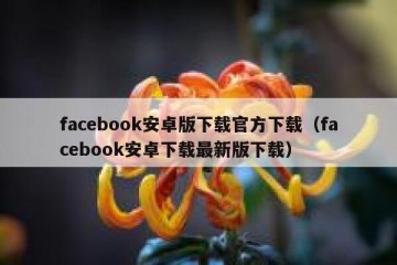 facebook安卓版下载官方下载（facebook安卓下载最新版下载）
