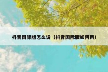 抖音国际版怎么说（抖音国际版如何用）