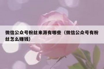 微信公众号粉丝来源有哪些（微信公众号有粉丝怎么赚钱）