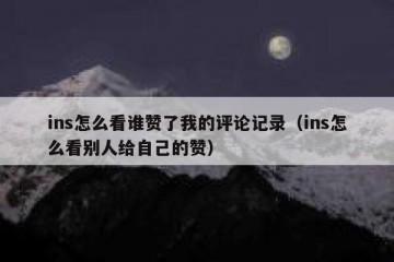 ins怎么看谁赞了我的评论记录（ins怎么看别人给自己的赞）