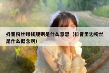 抖音粉丝赚钱规则是什么意思（抖音里边粉丝是什么概念啊）