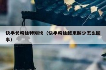 快手长粉丝特别快（快手粉丝越来越少怎么回事）