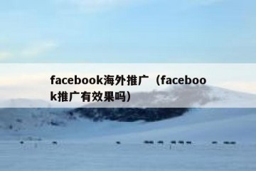 facebook海外推广（facebook推广有效果吗）