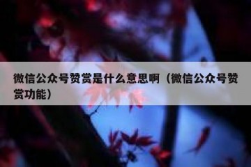微信公众号赞赏是什么意思啊（微信公众号赞赏功能）