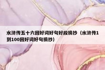 水浒传五十六回好词好句好段摘抄（水浒传1到100回好词好句摘抄）