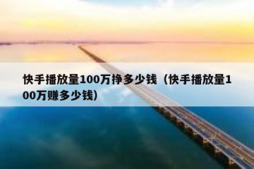 快手播放量100万挣多少钱（快手播放量100万赚多少钱）