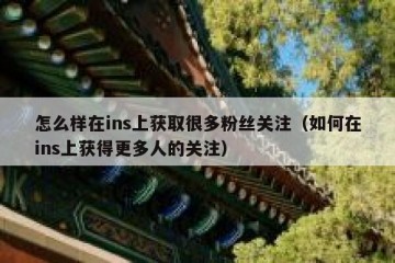 怎么样在ins上获取很多粉丝关注（如何在ins上获得更多人的关注）