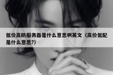 低价高防服务器是什么意思啊英文（高价低配是什么意思?）