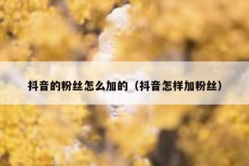 抖音的粉丝怎么加的（抖音怎样加粉丝）