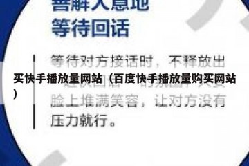 买快手播放量网站（百度快手播放量购买网站）