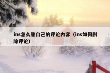 ins怎么删自己的评论内容（ins如何删除评论）