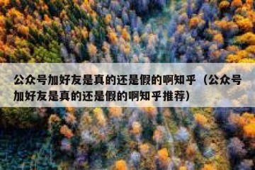 公众号加好友是真的还是假的啊知乎（公众号加好友是真的还是假的啊知乎推荐）