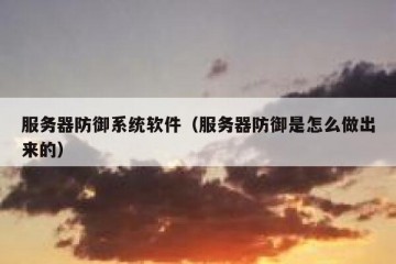 服务器防御系统软件（服务器防御是怎么做出来的）