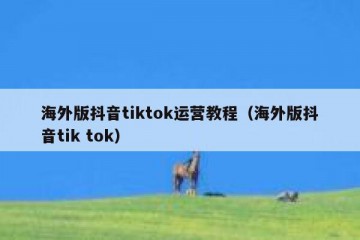 海外版抖音tiktok运营教程（海外版抖音tik tok）