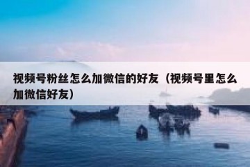 视频号粉丝怎么加微信的好友（视频号里怎么加微信好友）