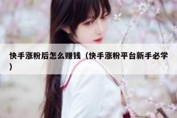 快手涨粉后怎么赚钱（快手涨粉平台新手必学）