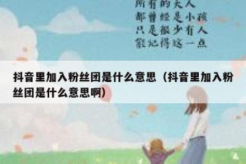 抖音里加入粉丝团是什么意思（抖音里加入粉丝团是什么意思啊）