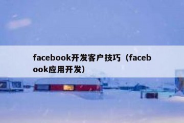facebook开发客户技巧（facebook应用开发）