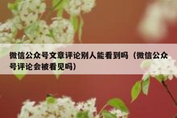 微信公众号文章评论别人能看到吗（微信公众号评论会被看见吗）