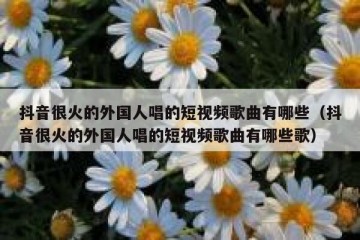 抖音很火的外国人唱的短视频歌曲有哪些（抖音很火的外国人唱的短视频歌曲有哪些歌）