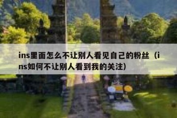 ins里面怎么不让别人看见自己的粉丝（ins如何不让别人看到我的关注）