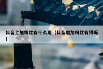 抖音上加粉丝有什么用（抖音增加粉丝有钱吗）