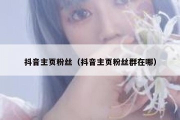 抖音主页粉丝（抖音主页粉丝群在哪）