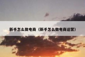 新手怎么做电商（新手怎么做电商运营）