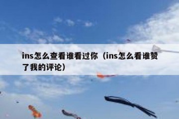 ins怎么查看谁看过你（ins怎么看谁赞了我的评论）