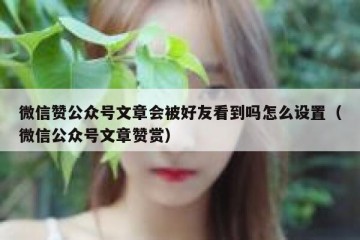 微信赞公众号文章会被好友看到吗怎么设置（微信公众号文章赞赏）