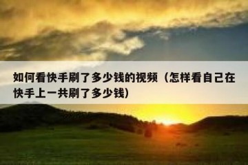 如何看快手刷了多少钱的视频（怎样看自己在快手上一共刷了多少钱）