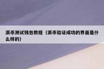 派币测试钱包教程（派币验证成功的界面是什么样的）